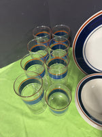 32-Piece Newcor Japan Satellite Navy Blue Stoneware China Set