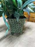 Faux Greenery in Green Tin Planter