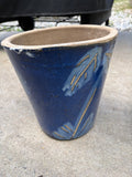 D-Blue Glazed Pottery Planter and small Blue/White Planter