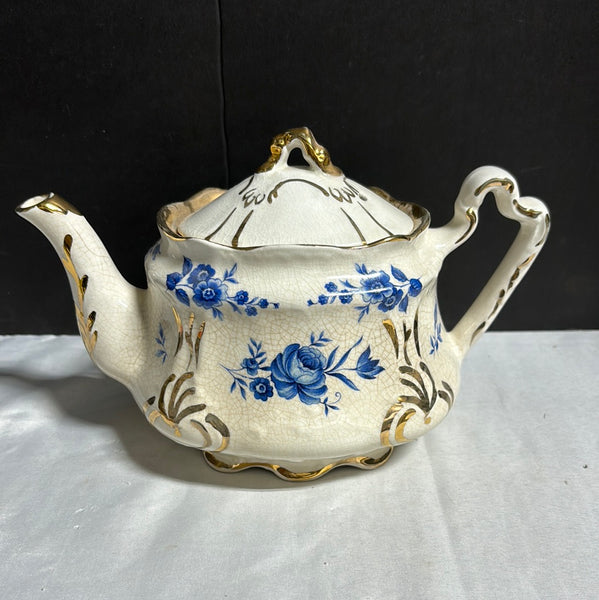 Vintage Arthur Wood Blue Roses Floral China Teapot Tea Pot