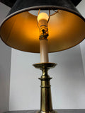 Stiffel Brass Candlestick Lamp with Reptile Leather Shade (WORKS)