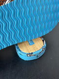 Vera Bradley Blue Bali Tiki Tote Bag with Matching Large Flip Flops & Luggage Tag