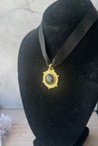 Express Black Ribboned Gold Tone Pendant Choker