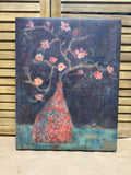 Cherry Blossom Branch In Vase Canvas Print by Carolyn Holman; Initialed