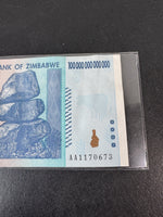 Reserve Bank of Zimbabwe One Hundred Trillion Dollars Bank Note