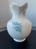 Blue Floral White Large Vintage Pitcher or Vase