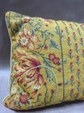 Yellow Floral Needlepoint Art Pillow With Velvet Back