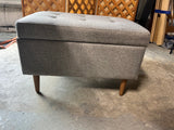 Brookmont Tufted Storage Ottoman, with Gray Blanket