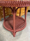 Red/Rust Painted Wicker Table with Glass