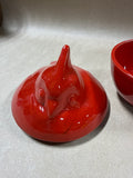 Red Cardinal Covered Trinket Dish Candy Dish