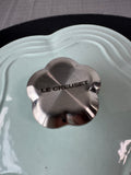 Robin’s Egg Blue Smith & Clark Ironworks 2.2 Qt Enameled Cast Iron Flower Dutch Oven with Le Creuset Lid