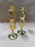 Pair Of Joy Christmas Candlestick Holders