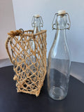 Jute Wrapped Metal Wire Wine Bottle Caddy with Bottles