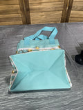 Thirty One Tote Bag, teal/gold tones