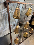 Farmhouse Style Large Copper Tone Metal Bell Grid Wall Decor