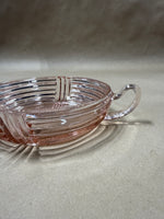 Pink Depression Glass Candy Dish With Handles