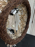 Metallic Gold & Silver Faux Leaf Pre-Lit Wreath (WORKS)