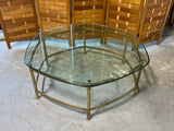 Hexagon Glass/Brass Coffee Table***HEAVY ITEM***