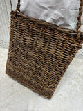 Hanging Woven Basket Wall Pocket with Bouquet of Dried Decor