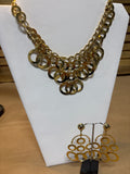 Gold Tone Necklace & Earring Set