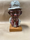 Mardo Bronze Clown Bust On Wood Base