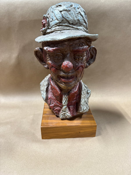 Mardo Bronze Clown Bust On Wood Base