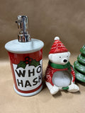 3 Piece Holiday Soap Dispensers And Sponge Holder