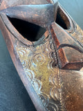 Ghanaian Wooden Mask with Intricate Metal Inlay (A)