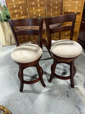 Petite Round Dining Table with Glass; With (2) Swivel Stools