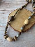 Shades of Brown Long Beaded Necklace