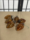 Copper Colored Twisted Glass Pinecone Ornaments, 6 pc
