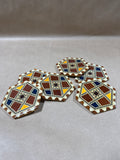 Set Of 6 Hexagon Inlay Lacquer Wood Coasters