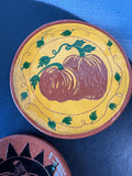 2-Piece Stamped Glazed Redware Fall/Halloween Decorative Plates