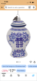 Blue & White Glass Ginger Jar Ornament, 4"H, 9 Available, PRICED INDIVIDUALLY