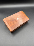 Wooden Trinket Box With Brass Inlaid Elephant And Hearts