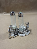 Arthur Court Bunny Rabbits Salt And Pepper Shakers And Holder — Signed And Dated. Comes With Box