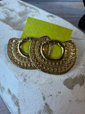 Filigree Gold Tone Vintage Fan Earrings