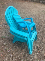 Teal Plastic Adirondack Chairs (2) with Kids Chair