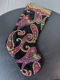 Bead Embroidered Black Velvet Stocking