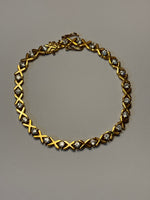 Sterling (Vermeil) Bracelet with Faux Diamonds in XO Pattern