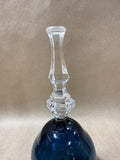 Blue And Clear Glass Bell With Etched Flowers