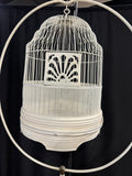Shabby Chic Vintage Metal Bird Cage with Cast Iron Floor Stand