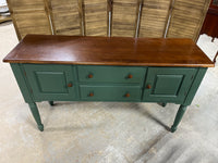 Nichols & Stone Buffet, green base with dark wood top