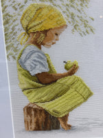 Cross Stitch of Little Girl in Yellow