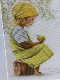 Cross Stitch of Little Girl in Yellow