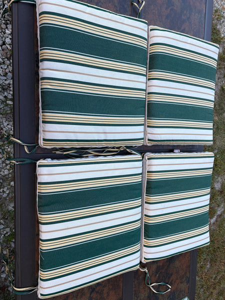 Set (4) of Sunbrella Striped Seat Cushions
