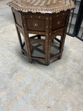 Octagonal Inlay Side Table with Folding Base