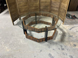 Hexagon Coffee Table with Round Glass Top