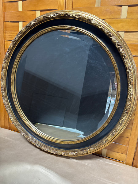 Round Mirror with Black/Gold Frame