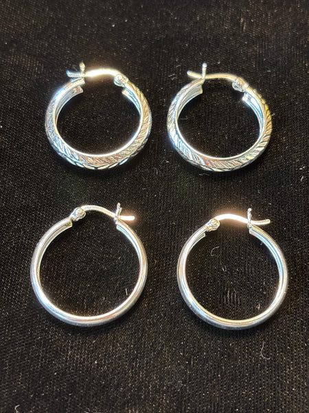 Pair of Silver Tone Hoop Earrings - C